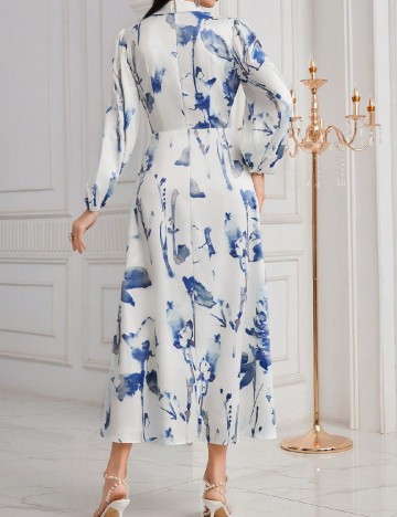 Rochie lunga SHEIN, albastru/alb