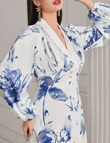 Rochie lunga SHEIN, albastru/alb Albastru