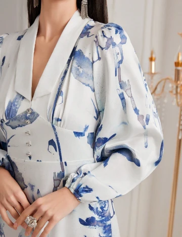 Rochie lunga SHEIN, albastru/alb Albastru