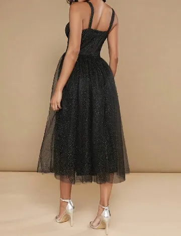 Rochie lunga SHEIN, negru/auriu Negru