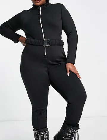 Salopeta de ski Threadbare Plus Size, negru Negru