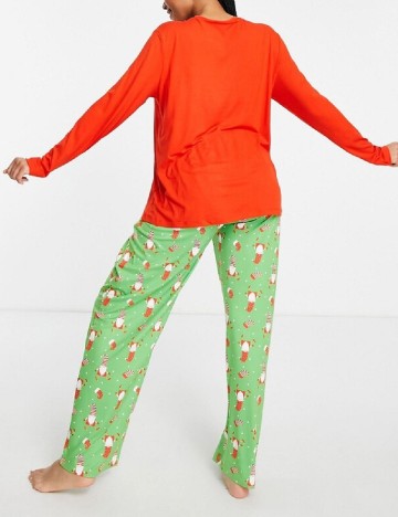 Pijama Loungeable Maternity, rosu/verde
