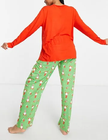 Pijama Loungeable Maternity, rosu/verde Rosu