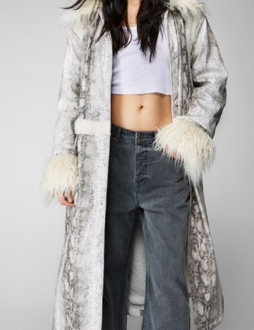 Palton Nasty Gal, imprimeu sarpe