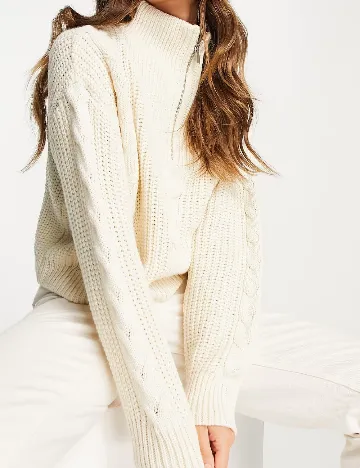 Pulover Top Shop, ecru Alb