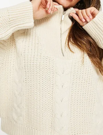 Pulover Top Shop, ecru Alb
