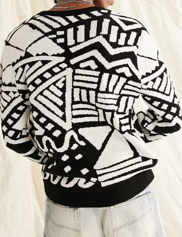 Pulover ASOS, alb/negru