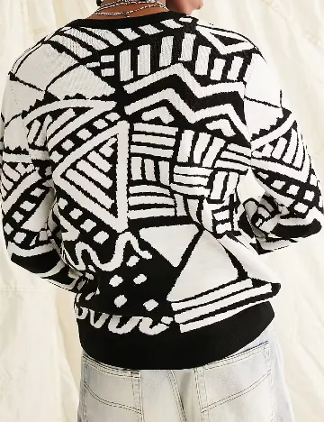 Pulover ASOS, alb/negru Negru