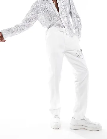 Pantaloni Devil s Advocate, alb Albastru