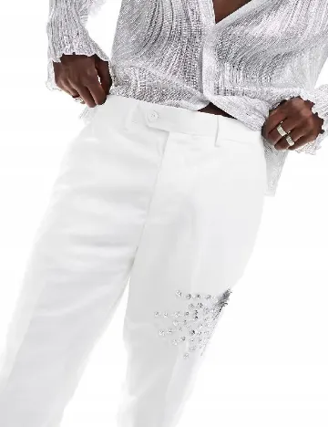 Pantaloni Devil s Advocate, alb Albastru