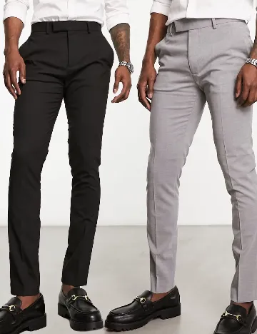 Set pantaloni 2 perechi ASOS, negru/gri Negru