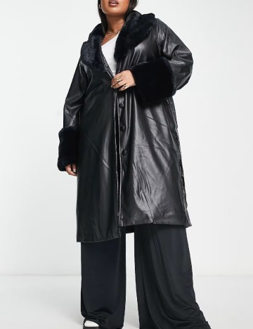 Palton Qed London Plus Size, negru