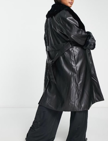 Palton Qed London Plus Size, negru