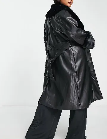 Palton Qed London Plus Size, negru Negru