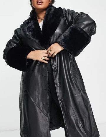 Palton Qed London Plus Size, negru