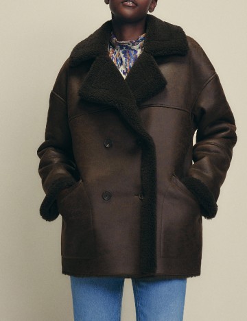 Palton oversize Reserved, maro