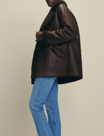 Palton oversize Reserved, maro