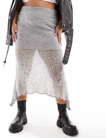 Fusta Collusion Plus Size, gri Gri