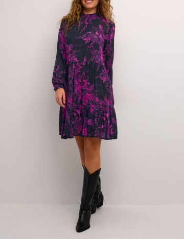 Rochie scurta Kaffe, mov/negru
