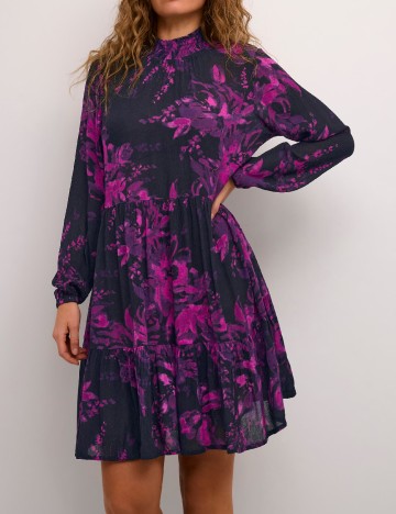 Rochie scurta Kaffe, mov/negru