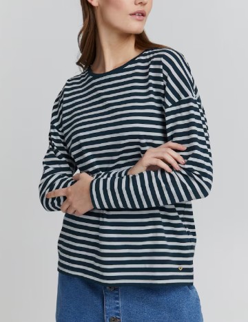 Bluza Oxmo, albastru/alb