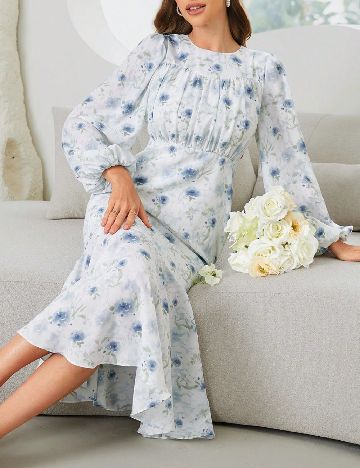Rochie medie SHEIN, alb/albastru