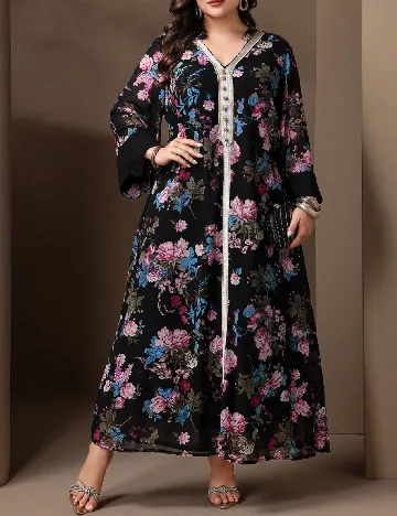 Rochie lunga Toleen Plus Size, floral Floral print