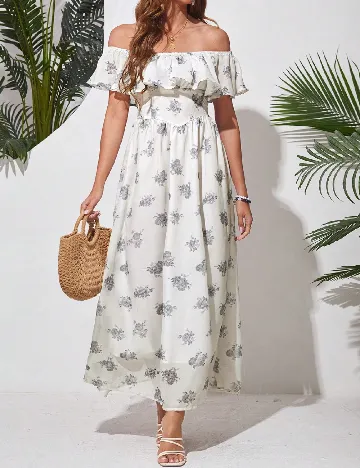 Rochie lunga SHEIN, ecru/gri Gri