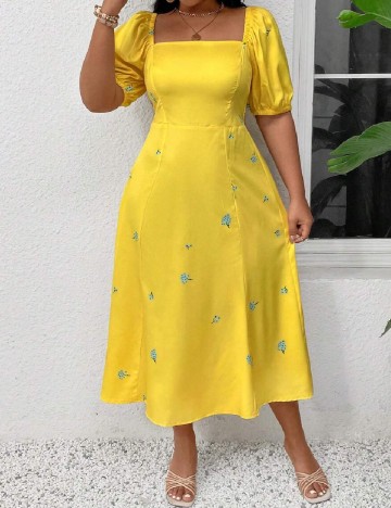 Rochie medie SHEIN CURVE, galben