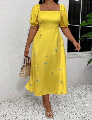 Rochie medie SHEIN CURVE, galben