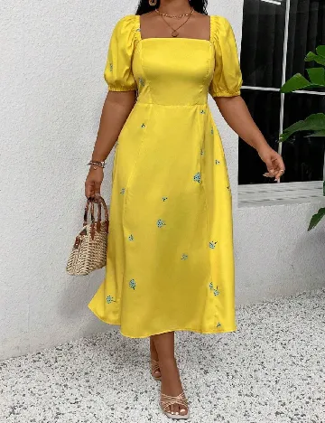 Rochie medie SHEIN CURVE, galben Galben