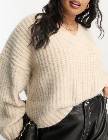 Pulover Oversize ASOS Curve, crem