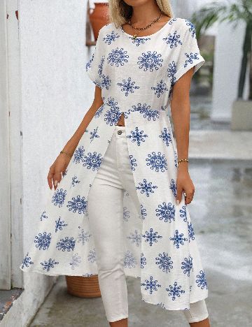 Bluza SHEIN, alb/albastru
