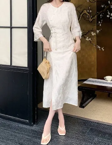 Rochie medie SHEIN, ecru Alb