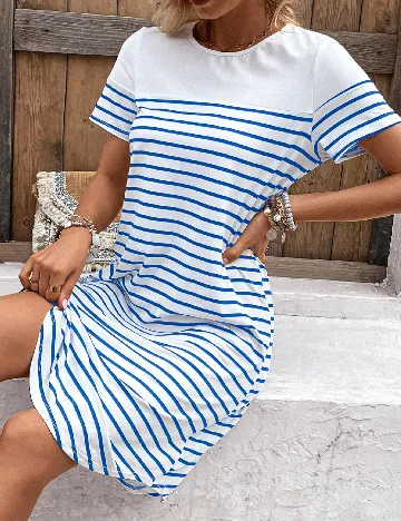 Rochie scurta SHEIN, alb/albastru Alb