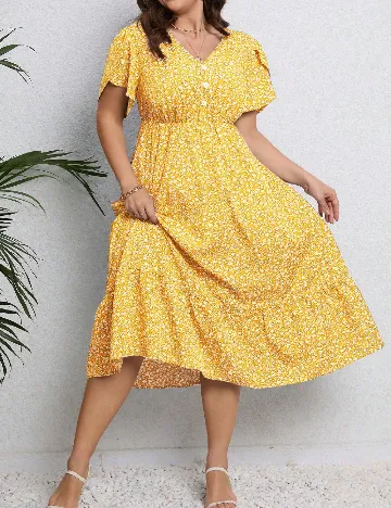 Rochie medie SHEIN CURVE, galben Galben