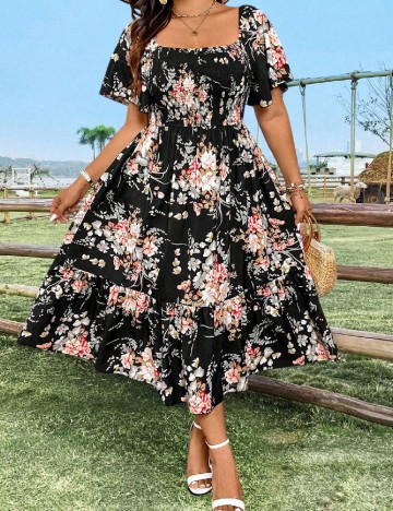 Rochie medie SHEIN CURVE, floral print