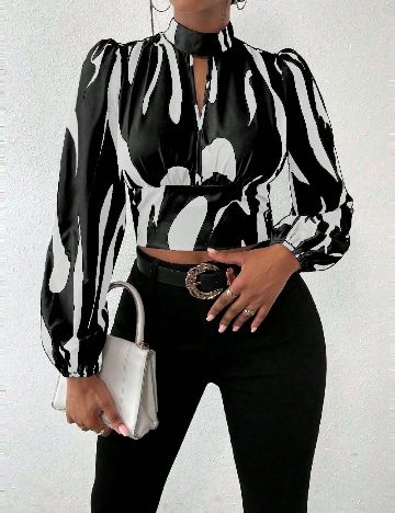 Bluza SHEIN, alb/negru