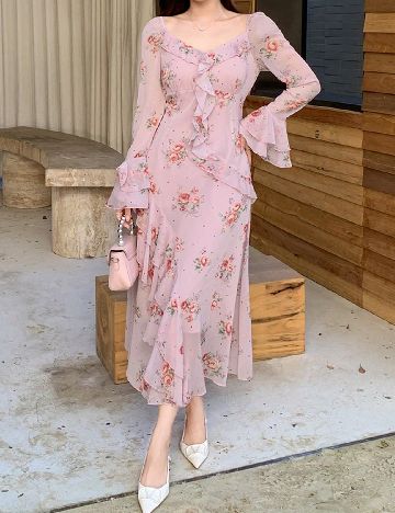 Rochie medie Dazy, roz