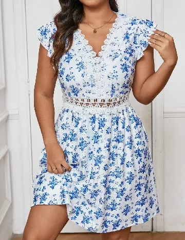 Rochie scurta SHEIN CURVE, alb Animal print