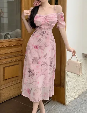 Rochie medie Dazy, roz Roz
