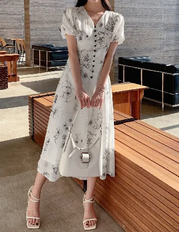 Rochie medie SHEIN, ecru Alb