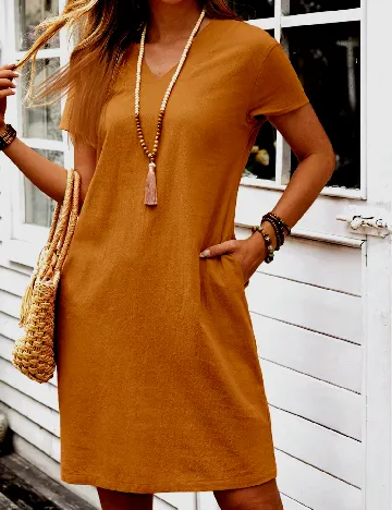 Rochie scurta Emery Rose, maro Maro