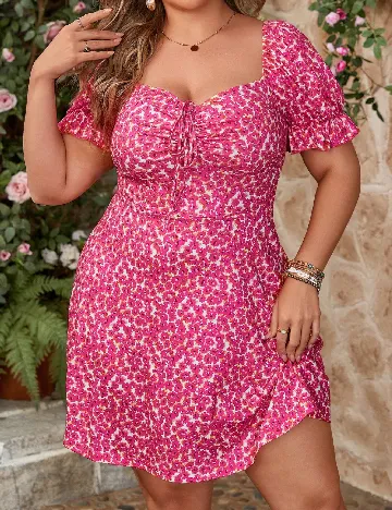 Rochie scurta SHEIN CURVE, roz Roz