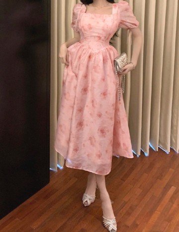 Rochie medie Dazy, roz