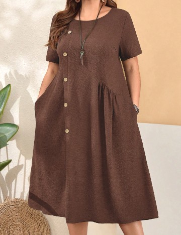 Rochie medie Emery Rose Curve, maro