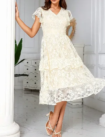 Rochie medie Ticosa, crem Crem