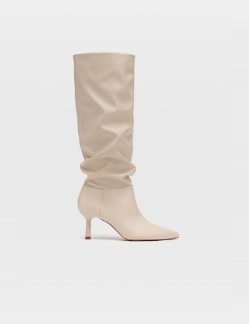 Cizme Stradivarius, crem