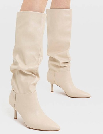 Cizme Stradivarius, crem