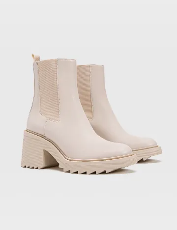 Botine Stradivarius, crem Crem